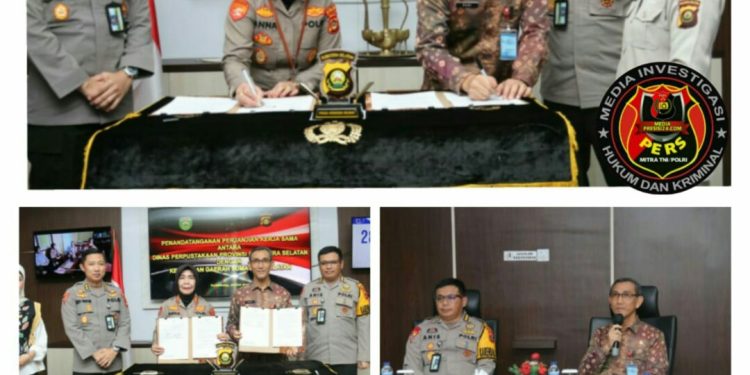 Penandatanganan Perjanjian Kerja Sama Antara Polda Sumsel dan Dinas Perpustakaan Provinsi Sumsel