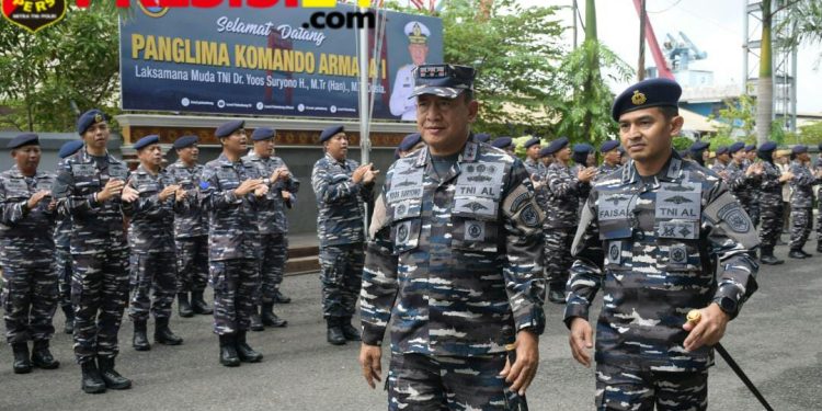 Pangkoarmada 1 Tinjau Kesiapan dan Berikan Penguatan Operasional ke Lanal Palembang