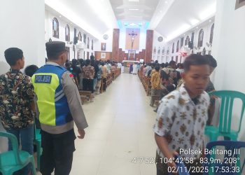 Kegiatan Minggu Kasih Polsek Belitang III dalam rangka pengamanan ibadah gereja