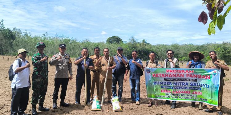 Ketahanan Pangan, Bhabinkamtibmas Polsek Belitang III Beri Pendampingan Penanaman Jagung